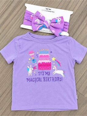 Little Sleepies Birthday Kids Tee with Matching Headband